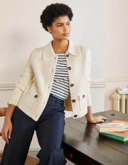 Cropped Collared Cardigan Ivory Women Boden, Ivory