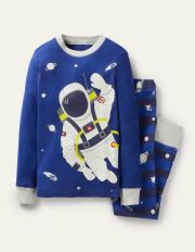 Snug Glow-in-the-dark Pyjamas Brilliant Blue Astronaut Boden, Brilliant Blue Astronaut