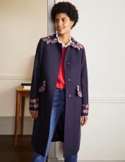 Floral Embroidered Coat Navy Embroidered Women Boden, Navy Embroidered