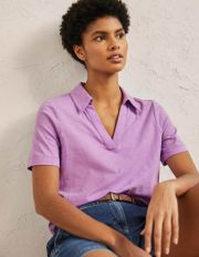 Cotton Polo Top African Violet Boden, African Violet