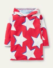 Towelling Throw-on Jam Red/Ivory Stars Boden, Jam Red/Ivory Stars