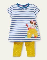 Dress and Leggings Playset Ivory/Blue Sprout Sandcastle Baby Boden, Ivory/Blue Sprout Sandcastle