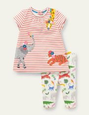 Dress and Leggings Playset Red/Ivory Jungle Animals Baby Boden, Red/Ivory Jungle Animals