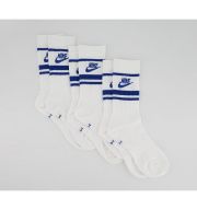 Nike Crew Socks 3 Pairs White Blue Stripe