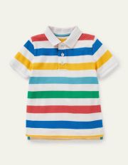 PiquÃ© Polo Shirt Multi Rainbow Stripe Boden, Multi Rainbow Stripe