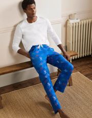 Cotton Poplin Pyjama Bottoms Lapis Blue Bikes Christmas Boden, Lapis Blue Bikes