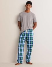Brushed Cotton Pyjama Bottoms Trekking Green/Duke Check Christmas Boden, Trekking Green/Duke Check