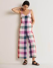 Lola Strappy Linen Jumpsuit Bonbon and Pink Flambe Women Boden, Bonbon and Pink Flambe