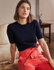 Cashmere Knitted Top Navy Women Boden, Navy