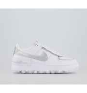 Nike Air Force 1 Shadow Trainers White Metallic Silver Pure Platnium