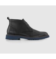 Poste Petersham Contrast Outsole Chukka Boots Black Leather