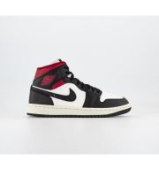 Jordan Air 1 Mid Trainers Black Gym Red Sail