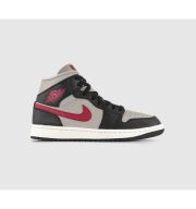 Jordan Air 1 Mid Trainers Black Gym Red College Grey Sail