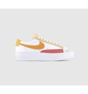 Nike Blazer Low Platform Trainers White Vivid Orange Citron Pulse Adobe