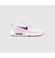 Nike Air Max 90 Junior Trainers White Dark Beetroot Pink Foam