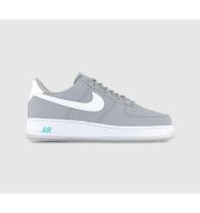 Nike Air Force 1 &apos;07 Trainers Wolf Grey White Hyper Turquoise