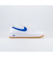 Nike Air Force 1 07 Trainers White Royal Blue Gum Yellow Metallic Gold