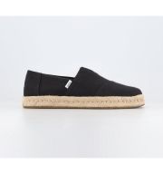 TOMS Alpargata Rope 2.0 Slip Ons Black Recycled Cotton Slubby Woven