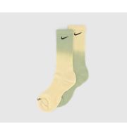 Nike Crew Socks 2 Pairs Yellow Green Multi