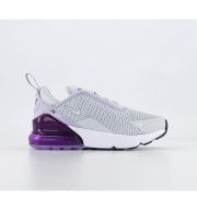 Nike Air Max 270 Kids Trainers Pure Platinum Metallic Silver Violet Frost Midnigh