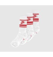 Nike Crew Socks 3 Pack White University Red Stripe