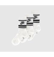 Nike Crew Socks 3 Pairs White Black White Stripe