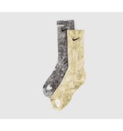 Nike Cushioned Tie Dye Crew Socks 2 Pairs Grey Sand Multi