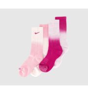 Nike Crew Socks 2 Pairs White Pink Dip Dye