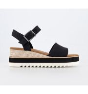 TOMS Diana Wedge Sandals Black Canvas