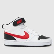 Nike white & red court borough mid 2 Youth trainers