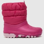 Crocs pink classic neo puff Girls Junior boots