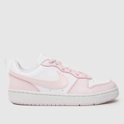 Nike white & pink court borough low recraft Girls Youth trainers