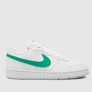Nike white & green court borough low Youth trainers