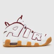 Nike white & burgundy air more uptempo Youth trainers