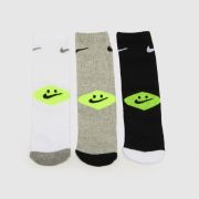 Nike black & white kids smiley crew socks 6 pack