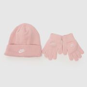 Nike pink kids club beanie set