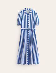 Libby Jersey Midi Shirt Dress Blue Women Boden, Blue, Ivory Stripe