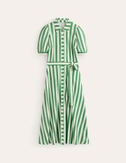 Libby Jersey Midi Shirt Dress Green Women Boden, Green, Ivory Stripe