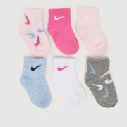 Nike pink kids swoosh gripper socks 6 pk