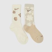 Nike beige kids everday crew socks 2 pack
