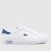 Lacoste powercourt trainers in white & blue