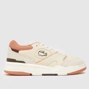 Lacoste lineshot trainers in white & brown