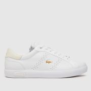 Lacoste powercourt trainers in white & gold