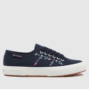 Superga 2750 little flowers embroidery trainers in blue multi