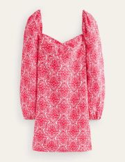 Linen Mini Shift Dress Pink Women Boden, Pop Peony, Vine Terrace