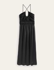 Ruched Bust Satin Maxi Dress Black Women Boden, Black