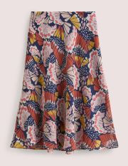 Crinkle Bias-cut Skirt Multi Women Boden, Multi, Petal Stamp