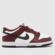 Nike white & burgundy dunk low Youth trainers