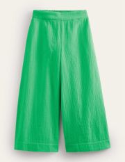 Double Cloth Cropped Trousers Green Women Boden, Bright Green