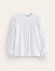 Marina Broderie Shirt White Women Boden, White